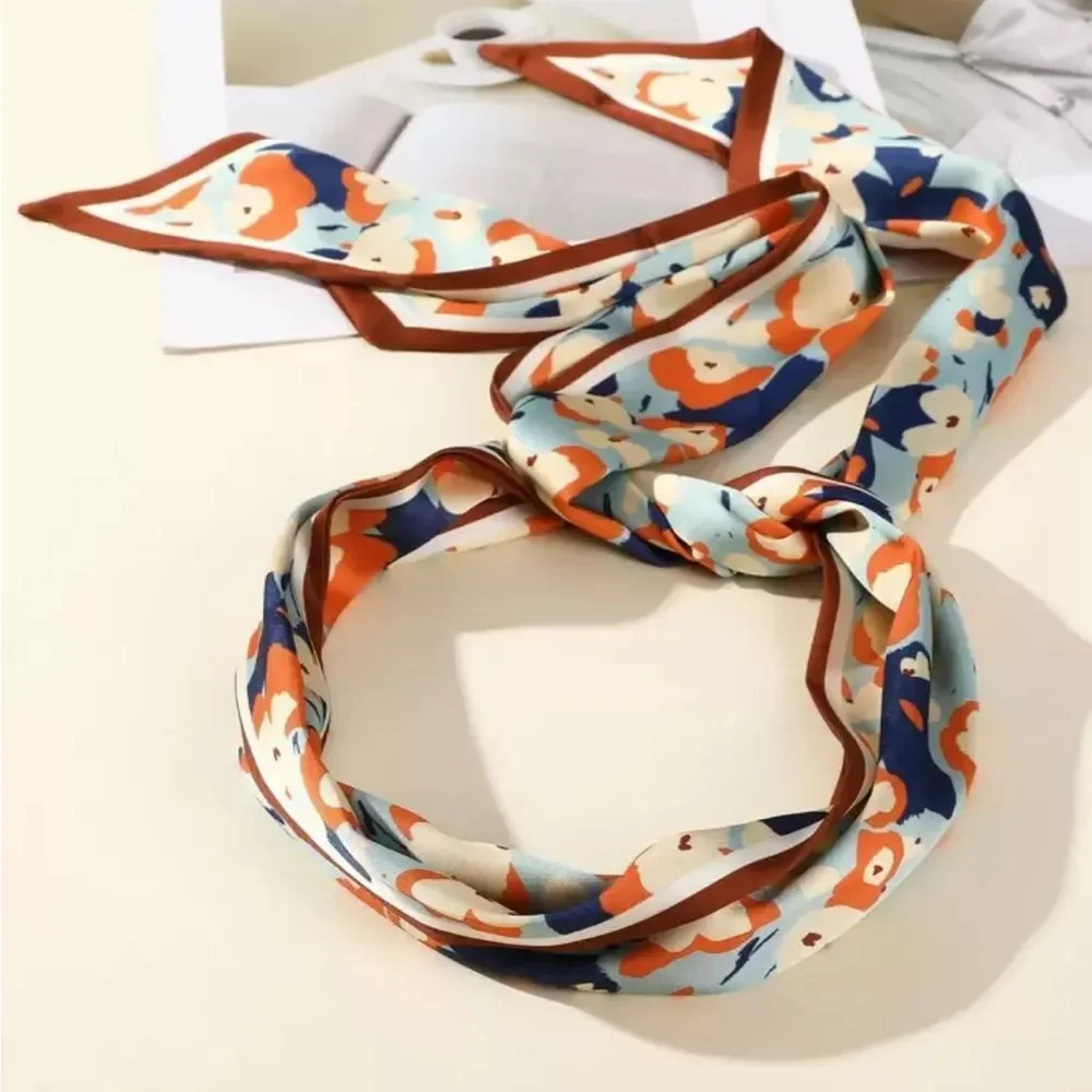 Floral orange Scarf Hair Tie N1359